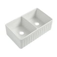 thumbnail image 4 of CoSoTower Fireclay 33" L X 20" W Double Basin Farmhouse Kitchen Sink With Grid And Strainer, 4 of 6