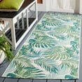thumbnail image 3 of SAFAVIEH Barbados Tropical Palm Leaves Outdoor Runner Rug, Green/Teal, 2'8" x 8', 3 of 8