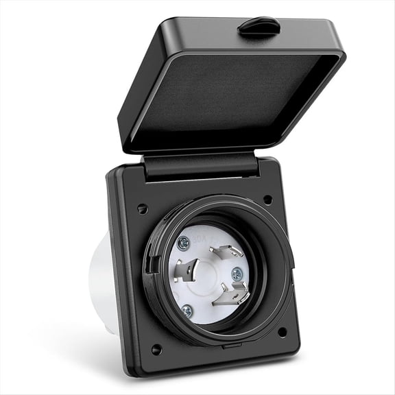 WQNZMADO 30 AMP RV Shore Power Inlet 125V Twist Lock Receptacle NEMA L5-30P Enclosed Lockable Flanged Male Plug Inlet Box
