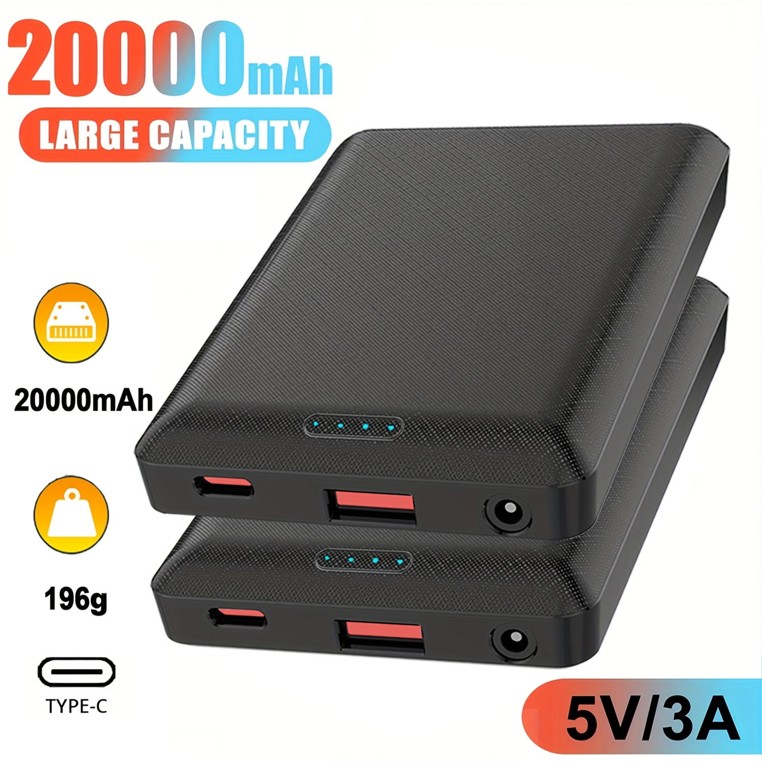 20000mAh Power Bank DC5V 3A | Portable Charger External Battery Pack for Heating Vest Jacket Scarf Gloves Electric Heating Equipment, USB Type-C Connector, Lithium Polymer Battery