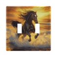 thumbnail image 2 of Dailycode Light Switch Plate Covers 3 Gang Wall Plate Plastics Outlet Covers for Kitchen Home Office Decor Horse Galloping on Beach under Sunset, 2 of 8