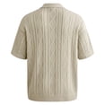 thumbnail image 3 of Uwinwear Men's Textured Knit Polo Shirt With Button Placket Tops Summer Vacation Beach Short Sleeve Knit Stretchy Golf Shirts,Beige,XL, 3 of 4