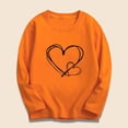 thumbnail image 3 of Efsteb Girls Tops Casual Comfy Soft Loose Fit Shirts Long Sleeve Crew Neck Heart Print for Daily wear（Orange，10 Years）, 3 of 5
