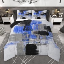 Manfei Chic Abstract Ombre Bedding Comforter Set, Blue Buffalo Artwork Twin Comforter Sets, Teens Kids Adult Man Reversible Bedding Set, Microfiber Bedroom Decor, 2 Pieces