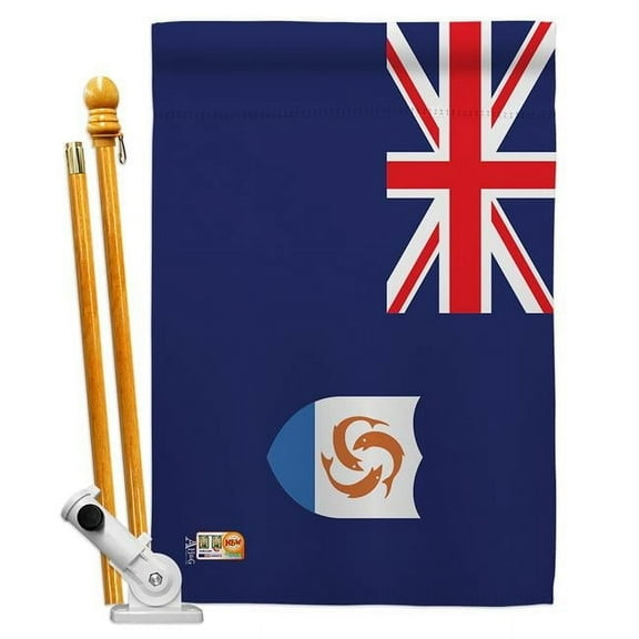 Americana Home & Garden AA-CY-HS-140008-IP-BO-D-US18-AG 28 x 40 in. Anguilla Flags of the World Nationality Impressions Decorative Vertical Double Sided House Flag Set & Pole Bracket Hardware Flag Set