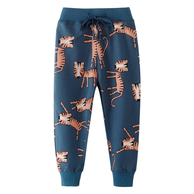 Boys Cotton Sweatpants Kids Jogger Pants Running Jogging Pants With Pockets Drawstring Dark Blue
