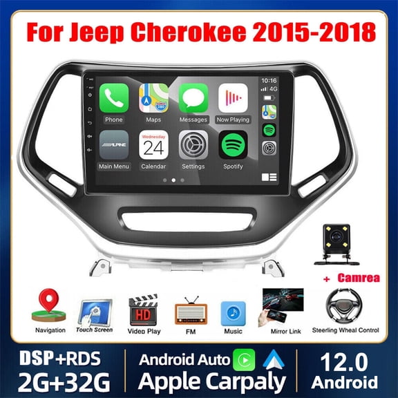 Zcargel Android 13.0 Car Stereo for Jeep Cherokee 2015-2018 with Apple Carplay Android Auto,10.1'' HD Touchscreen Car Radio with WiFi,GPS Navigation,Bluetooth,FM Backup Camera
