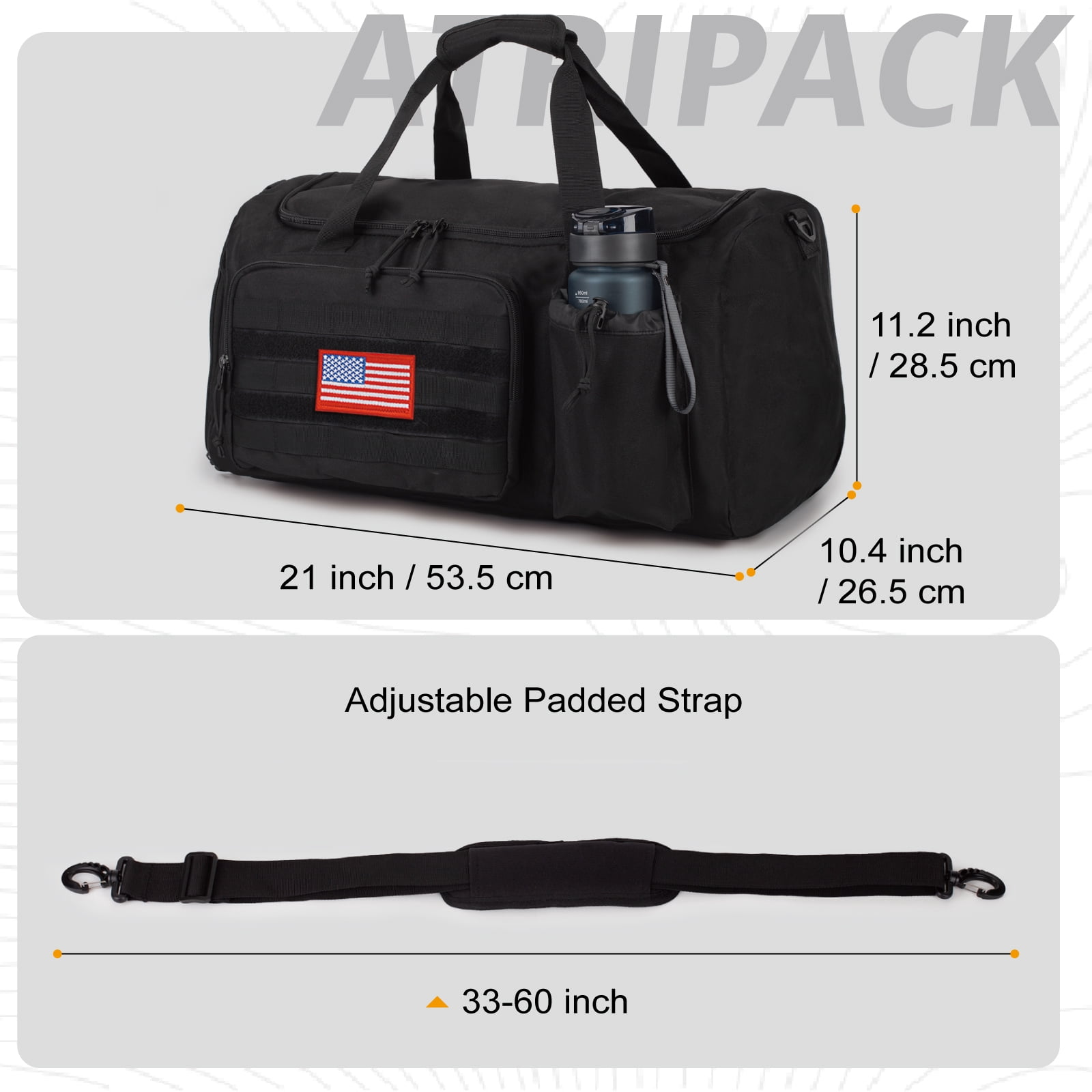 TRIPGEAR Large 40L 2-in-1 Convertible Sports Bag, Multi-functional Travel Duffle with Shoe Compartment for Daily Use