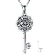 Wheel of Hecate Key Necklace for Women Silver Pagan Goddess Wiccan Key Necklace Literary Jewelry