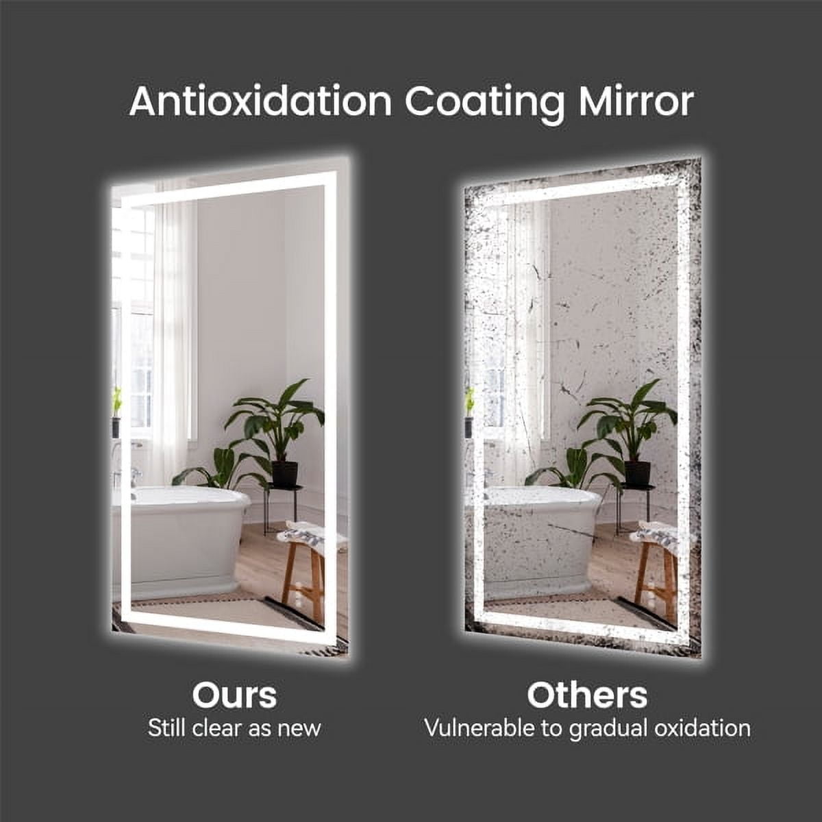 24"x36" LED Bathroom Mirror - Front/Back Lit Vanity Mirror with 3 Color Temp, Anti-Fog & Dimmable Memory Function for Modern Bathrooms