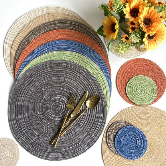 Paokuoon Round Placemat Round Modern Solid Color Heat Resistant Non slip Heat Insulation Dining Table Protection Decoration Pad Kitchen