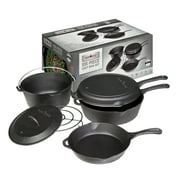 Camp Chef Six Piece Cast Iron Set, CBOX6 Pots, Skillet, Lids, and Trivet