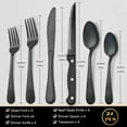 thumbnail image 2 of Koomade 24-Piece Stainless Steel Flatware Set - Heavy Duty Dishwasher Safe Silverware Set with Steak Knives, Forks, Spoons - Rustproof & Mirror Polished, Black, 2 of 6