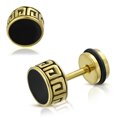 thumbnail image 2 of Stainless Steel Two-Tone Illusion Ancient Greek Key Round Circle Faux Fake Cheater Ear Plugs Gauge, Pair, 2 of 2