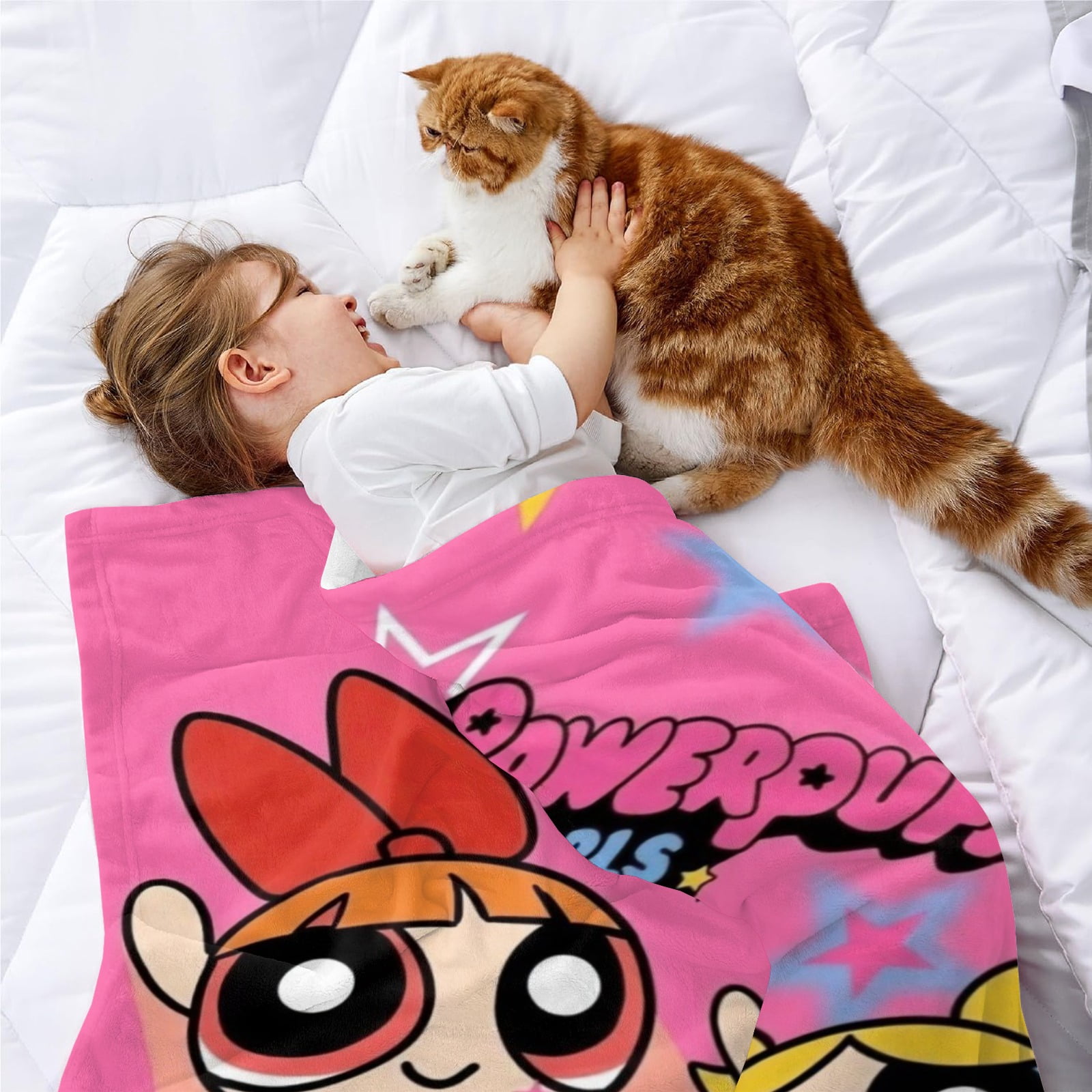Powerpuff Girls Throw Blanket Gifts for Fans Lover Girls Boys Women Present Hoodie Him Bed 50"x60"