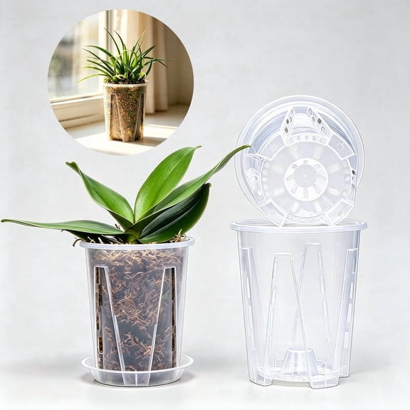 Clear Plastic Plant Pots, Breathable Root‑Control Nursery Planter Containers, Transparent Slotted Pots, Assorted Large Medium Small Sizes for Indoor Outdoor Plants