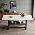 thumbnail image 2 of Tcbosik 3-Tier Modern Dining Table with Storage Shelf, 71" Long Accent Table with Metal Frame for Kitchen, Living Room, White, 2 of 10