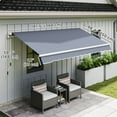 thumbnail image 3 of Outsunny Auvent Rétractable 12 Pieds x 8 Pieds Auvents de Patio Abri Pare-Soleil Gris, 3 of 10