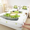 thumbnail image 3 of Castle Fairy Preppy Child Cartoon Frog Dragonfly 4 Pieces Queen Sheet Sets,Kawaii Animal Ultra Soft Flat Sheet,Green Polka Dots Queen Fitted Sheet,Breathable Home Decor, 3 of 7