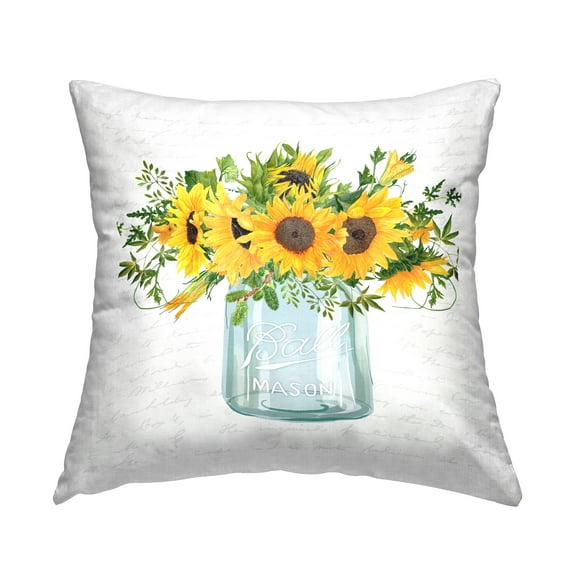 Stupell Industries Country Sunflower Blossoms Square Decorative Printed Throw Pillow, 18 x 18,