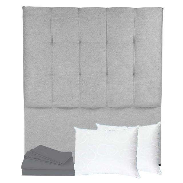 Cabecera Matrimonial Kinzo Gris+Almohada Oso 2+Sabanas Basic