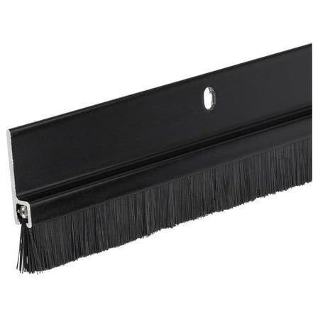 Door Sweep with Brush - 1 Inch Gap Seal - Aluminum - Black - Made in USA