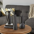 thumbnail image 3 of CosmoLiving by Cosmopolitan 12", 13", 11"H Black Ceramic Vase with Handles, Set of 3, 3 of 11