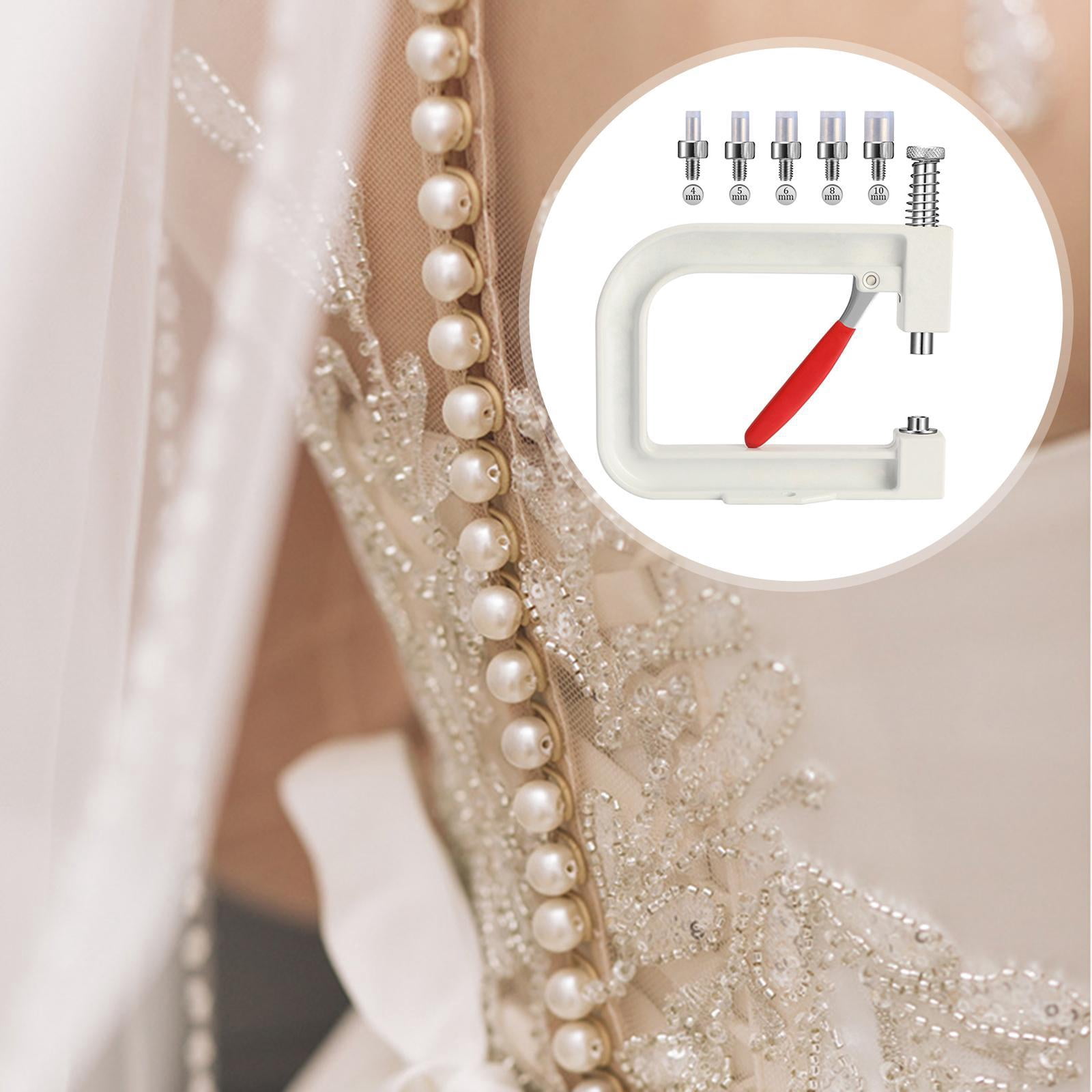 balikha Hand Press Pearl Setting Machine Beads Punching Machine Pearl Setting Tool DIY Project for Clothes Bags Skirts Hair Band Hats White
