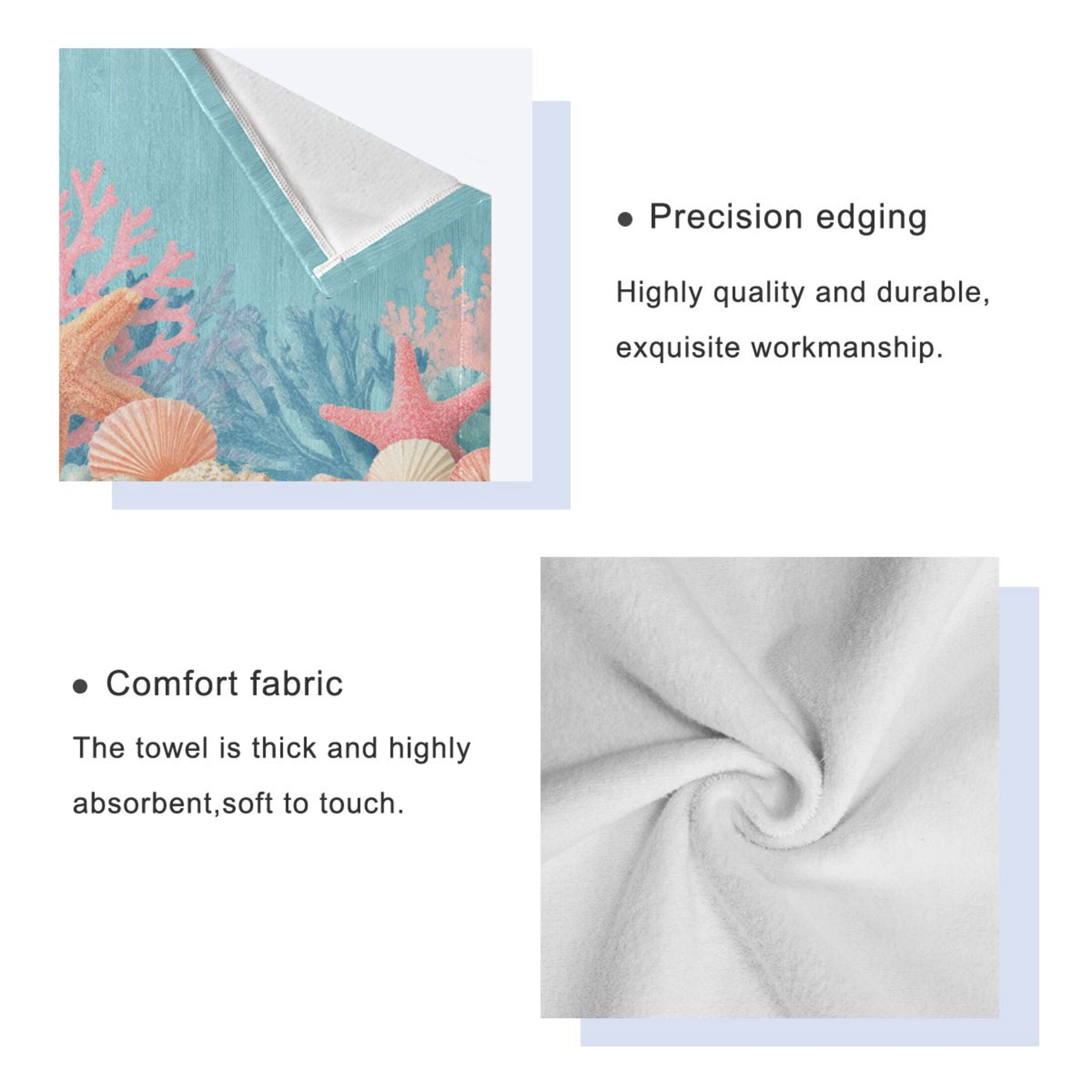 3 Piece Bath Towels Set Bath Towel, Hand Towel and Face Towel for Bathroom, Gym, Hotel Colorful Starfish and Seashells