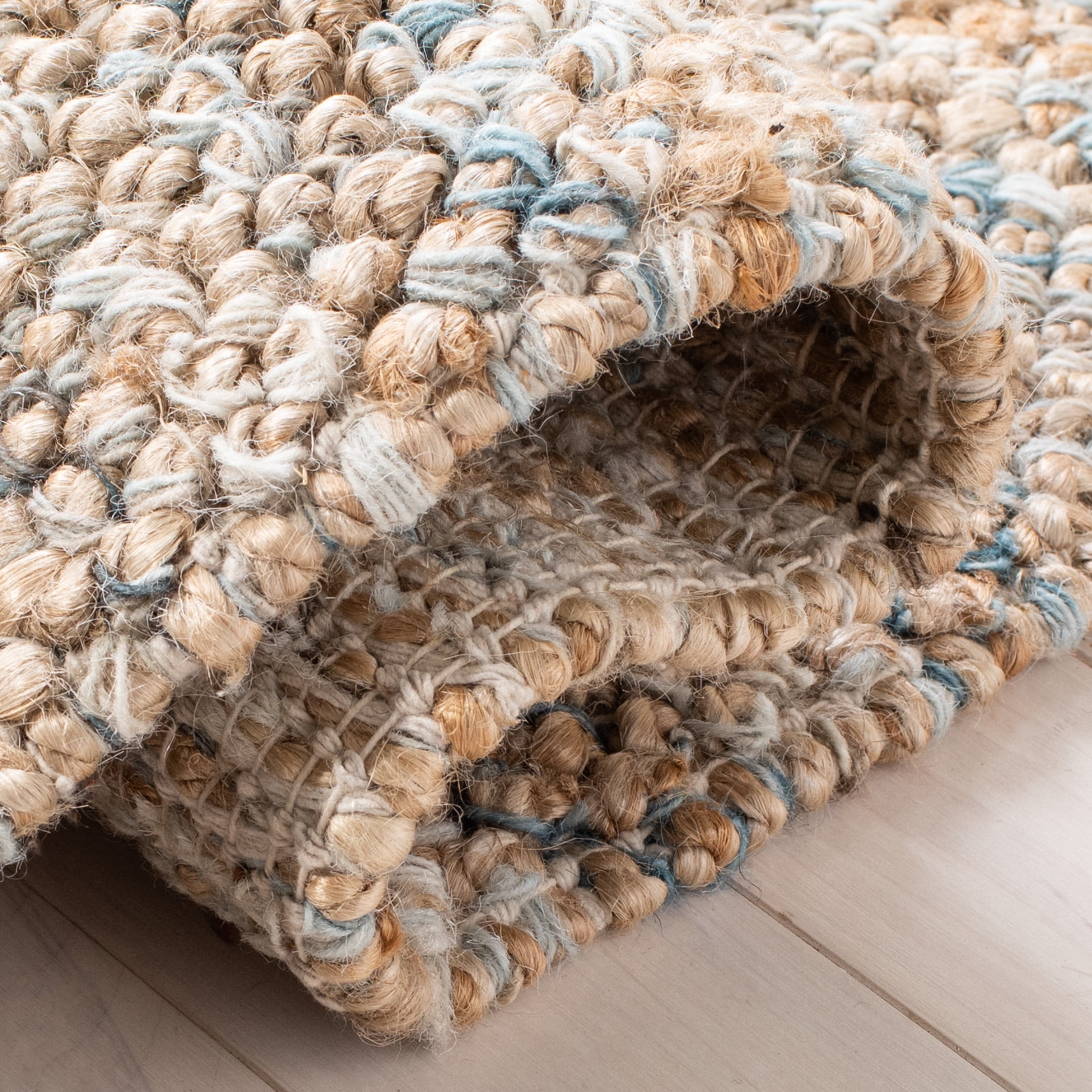SAFAVIEH Bohemian Martha Solid Area Rug, Natural/Blue, 8' x 10'