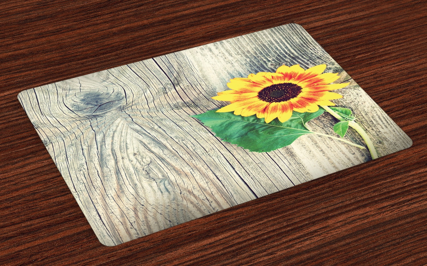 Oarencol Retro Sunflower Art Grunge Vintage Florals Placemat Table Mats Heat-Resistant Washable Clean Kitchen Place Mats for Dining Table Decoration 18 X 12