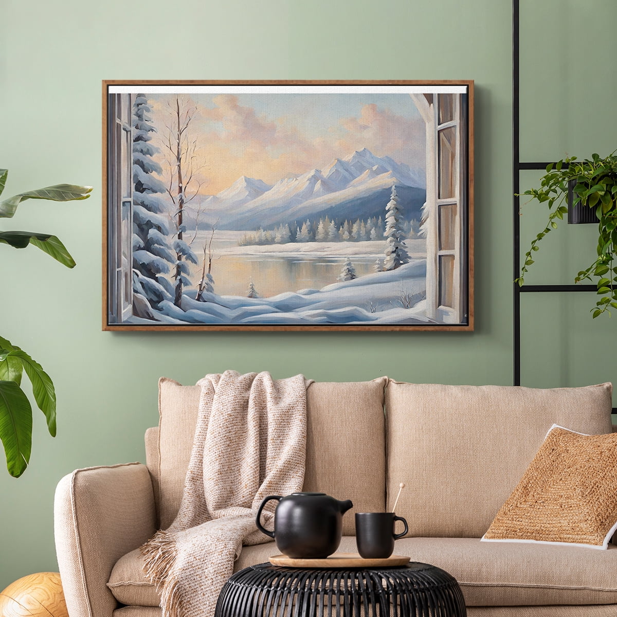 Vintage Landscape-CCXVI By Wexford Home Framed in Walnut Wood Gallery Wrapped Canvas 17 in. x 25 in.