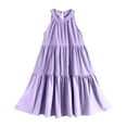 thumbnail image 5 of ZACPNCV Girls' Sleeveless Gradient Dress Summer Casual Sundress Skater Swing Twirly Halter Dress Purple 5-6 Years, 5 of 7
