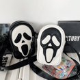thumbnail image 2 of Bolso de mensajero para hombre y mujer, moderno y divertido bolso de hombro tipo bandolera con diseño de calavera fantasma, de PU suave, pequeño bolso para teléfono móvil, 2 of 6