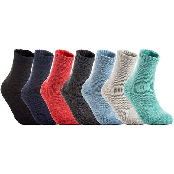 Lian LifeStyle Men's 2 Pairs Extra Thick Wool Boot Socks Crew Plain Size 6-10 LK1603 Random Colors
