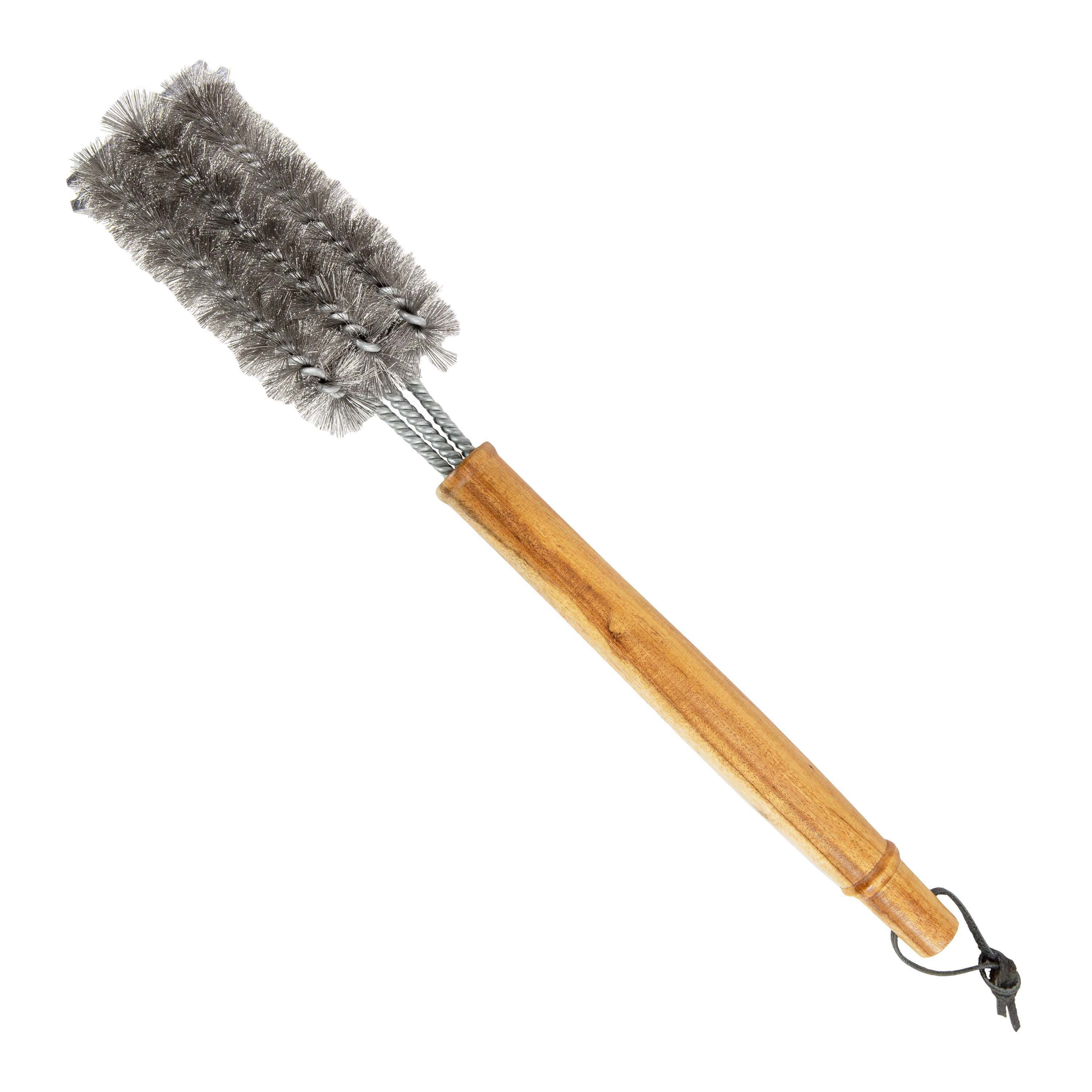 BBQ-AID All Angles BBQ Grill Brush for Outdoor Grill – Cleans All Angles, Large Wooden Handle, and Stainless Steel Bristles - BBQ Brush for Grill Cleaning – Grill Cleaner Brush Safe for BBQ and Grill