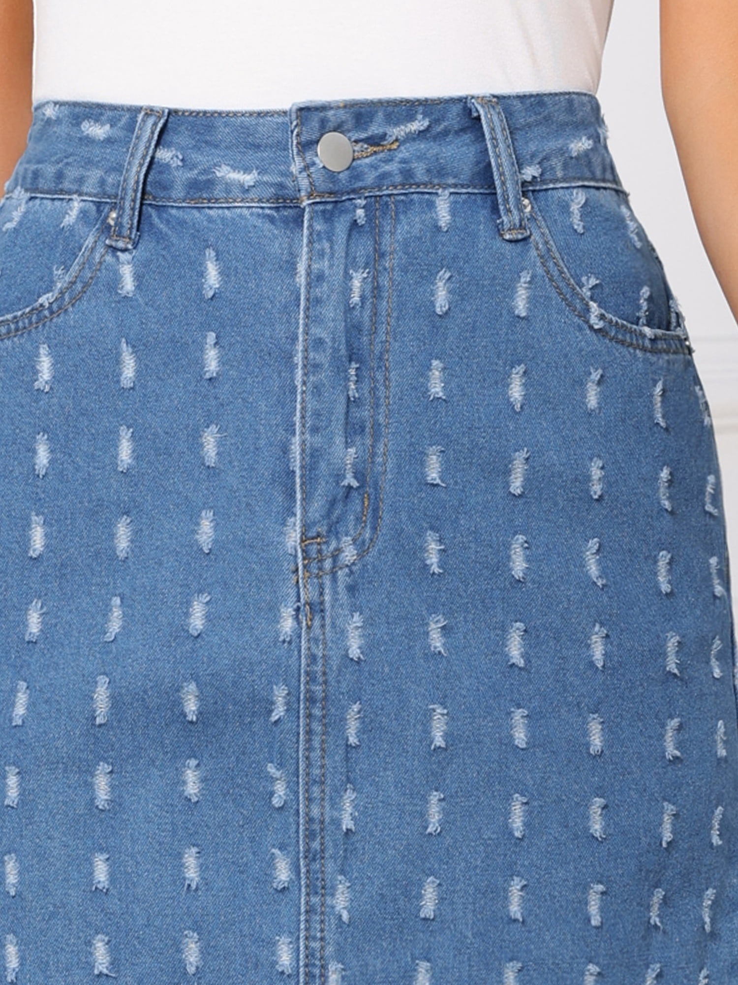 DARING DIVA Women's Swiss Dots Above Knee Length Denim Skirt XX-Large Blue