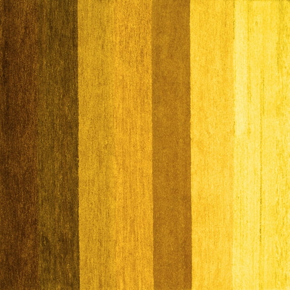 Ahgly Company Machine Washable Indoor Square Abstract Yellow Contemporary Area Rugs, 4' Square