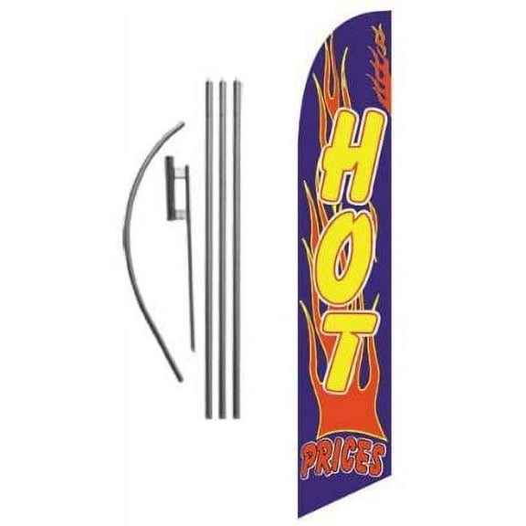 HOT PRICES 15ft Feather Banner Swooper Flag Kit - INCLUDES 15FT POLE KIT w/GROUND SPIKE