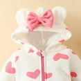 thumbnail image 5 of Glisme Girls Romper Infant Long Sleeve Heart Prints Hooded Newborn Velvet Warm Jumpsuit Lovely Playsuit Pink, 5 of 6