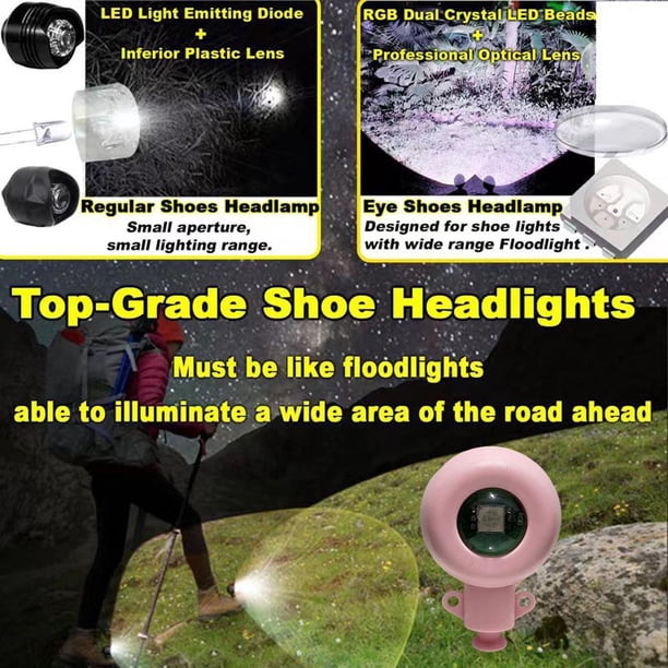 Faro LED que brilla intensamente Zapatos Lámpara Super brillante para caminar Camping (Rosa)