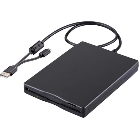 Disk Reader 3.5 inch External Floppy Disk Drive | USB & Type-C 1.44MB FDD Diskette Drive for Windows 11/10/8/7/2000/XP Vista PC Laptop and Desktop Plug and Play Black