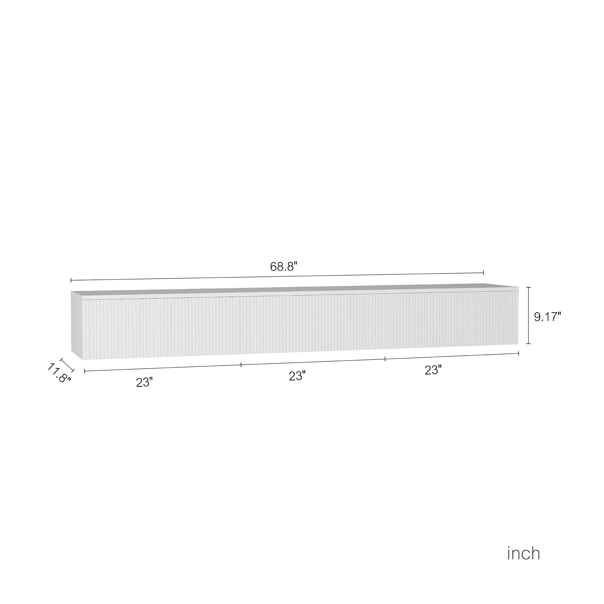 Yoneston 69" Wall Mounted Floating TV Stand wih LED for 55/60/65inch TV, Modern TV Stand with Drawer, High Gloss Entertainment Center for Living Room, White