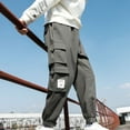 thumbnail image 5 of Mens Sweat Pants, Men's Cargo Pants Relaxed Fit Sport Pants Jogger Sweatpants Drawstring Outdoor Trousers with Multi Pockets M-5XL, 5 of 6