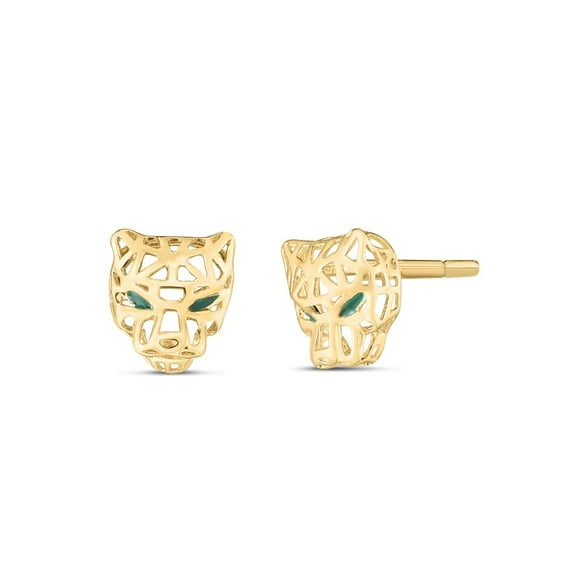 Floreo 14k Yellow Gold 9mm Panther Earrings