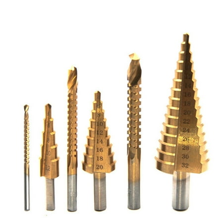 

6Pcs Step Drill Bit Slot Broaching Saw Drill Set Countersink for Metal Wood 4-12/20/32mm Wood Cutter Set Without Box