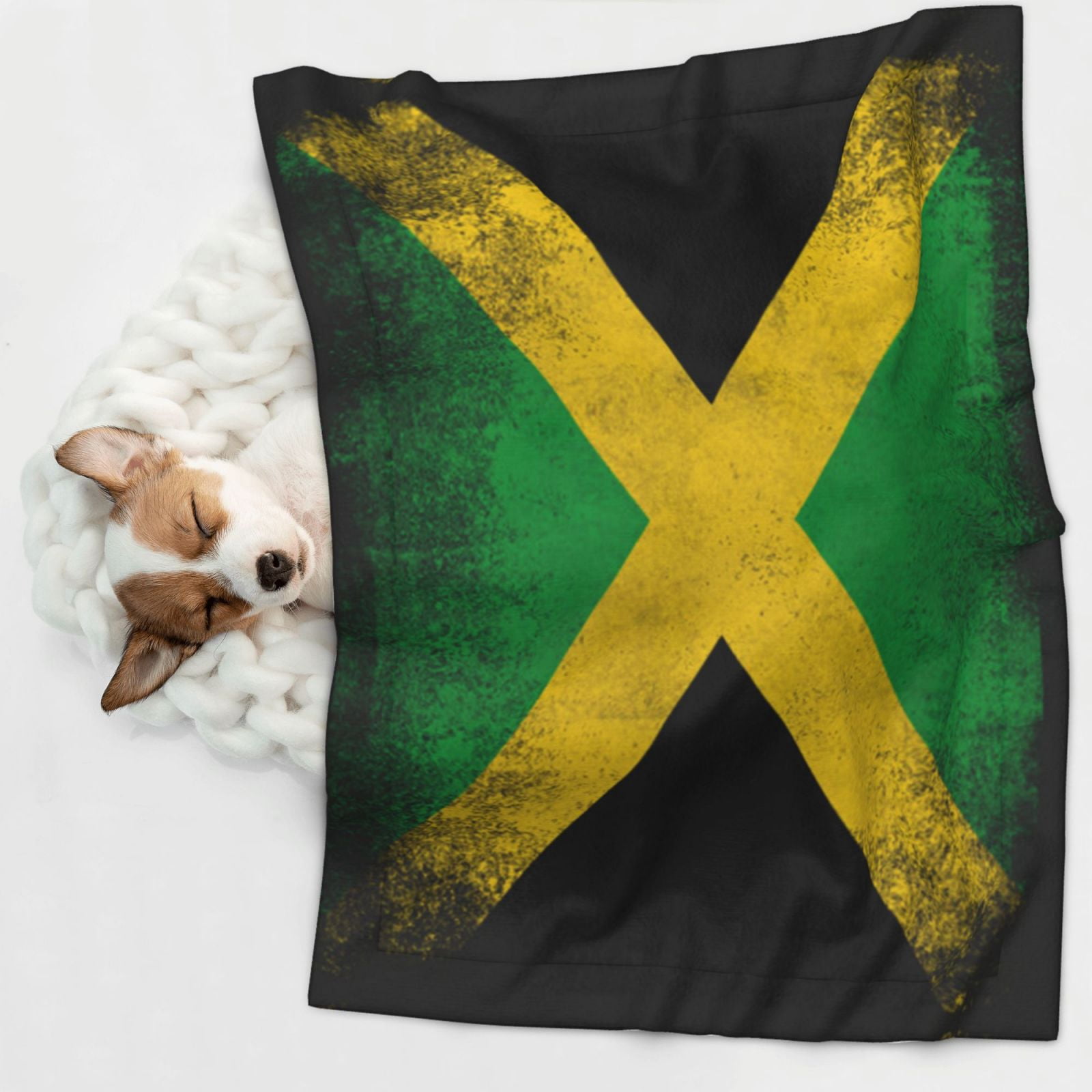 Jamaica Flag Jamaican Print Dog Blanket Soft Warm Flannel Cat Blanket Great Pet Throw for Cats Puppy Small Medium Large Dog
