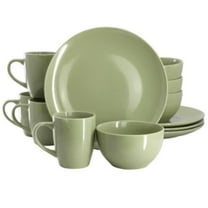 Gibson Home 148593.12 Everyday Plus Sto are Dinnerware Set in Sage Green - 12 Piece