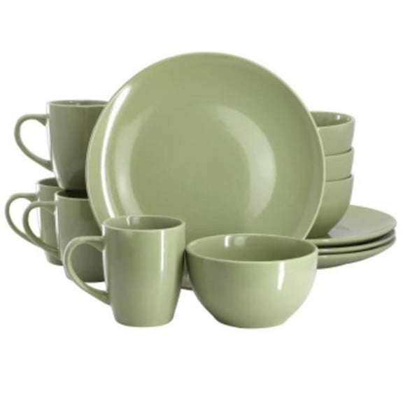 Gibson Home 148593.12 Everyday Plus Sto are Dinnerware Set in Sage Green - 12 Piece