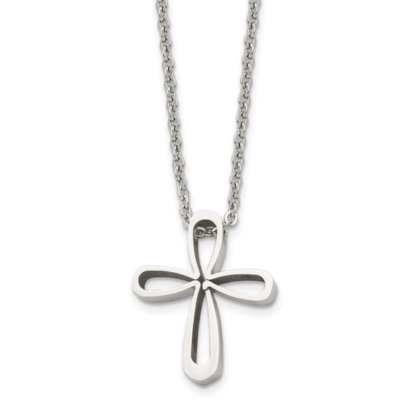 Stainless Steel Polished Cross Necklace SRN1478